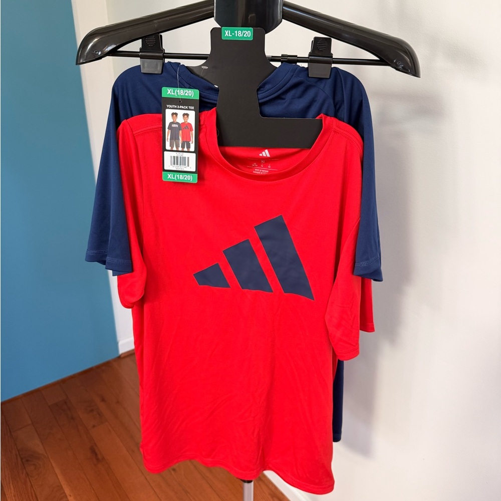 NWT Adidas Kids Red and Navy Short Sleeve Tees